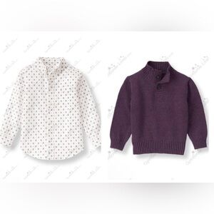 Janie and Jack Boys Plum Perfect Sweater and Patterned Shirt , Size 10